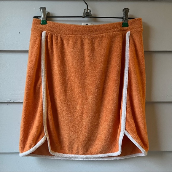 Hollister Ultra High Rise Orange Terry Cloth Skirt Swimsuit Coverup - Picture 1 of 5